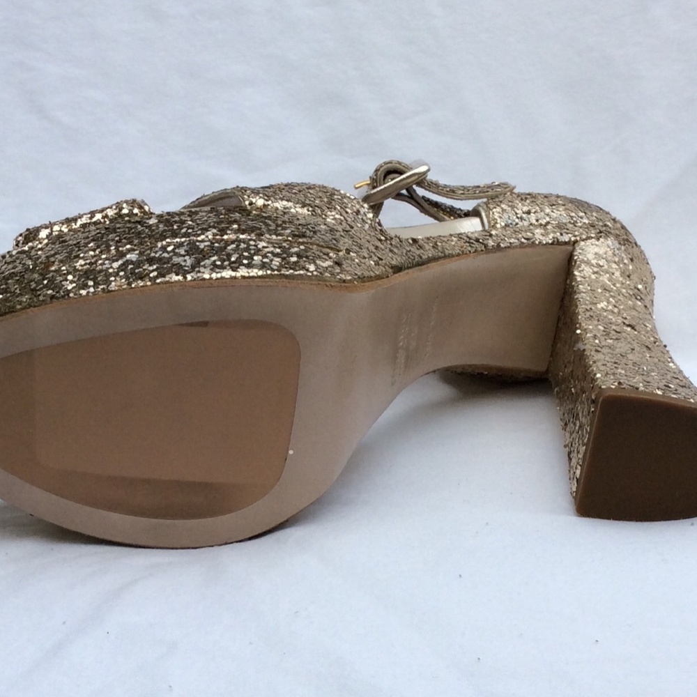 Miu Miu Glitter Crisscross Mary Jane Sandal, Gold - Picture 2 of 7